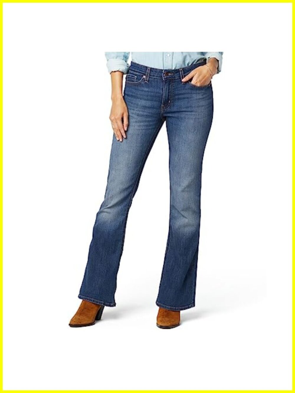 Mid Rise True Boot Jeans Stretch Comfort Casual Denim Plus Size